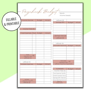 Editable & Printable Biweekly Paycheck Budget Planner, Boho Minimalist Paycheck by Paycheck Budget Template Printout, Digital Budget Tracker