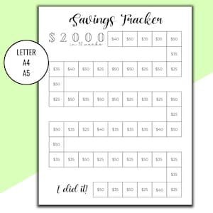 2K geldbesparingsuitdaging, één jaar 12 maanden besparingsuitdaging afdrukbaar, maandelijkse besparingstracker, geldtracker, Letter A5 budgetinvoeging