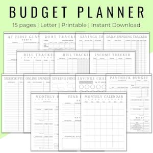 Peut inclure: Un planificateur budgétaire imprimable noir et blanc de 15 pages. Le planificateur comprend des sections pour suivre les dettes, les factures, les revenus, les économies, les dépenses, etc.