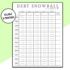Editable & Printable Debt Snowball Method Tracker Printable Printout, Debt Payoff Tracker, Debt Free Payment Tracker, Budget Plan Template