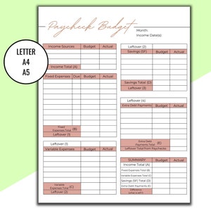 Boho Budget Planner Printable, Minimalist Biweekly Budget by Paycheck, Finance Planner, Instant Download