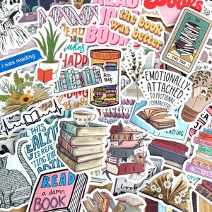 5-50 pezzi Adesivo per libri di lettura, Adesivo Bookworm di Bookstagram, Regalo per amanti dei libri, Bottiglia d'acqua, Laptop, Kobo Journal, Borsa regalo per calze della Befana