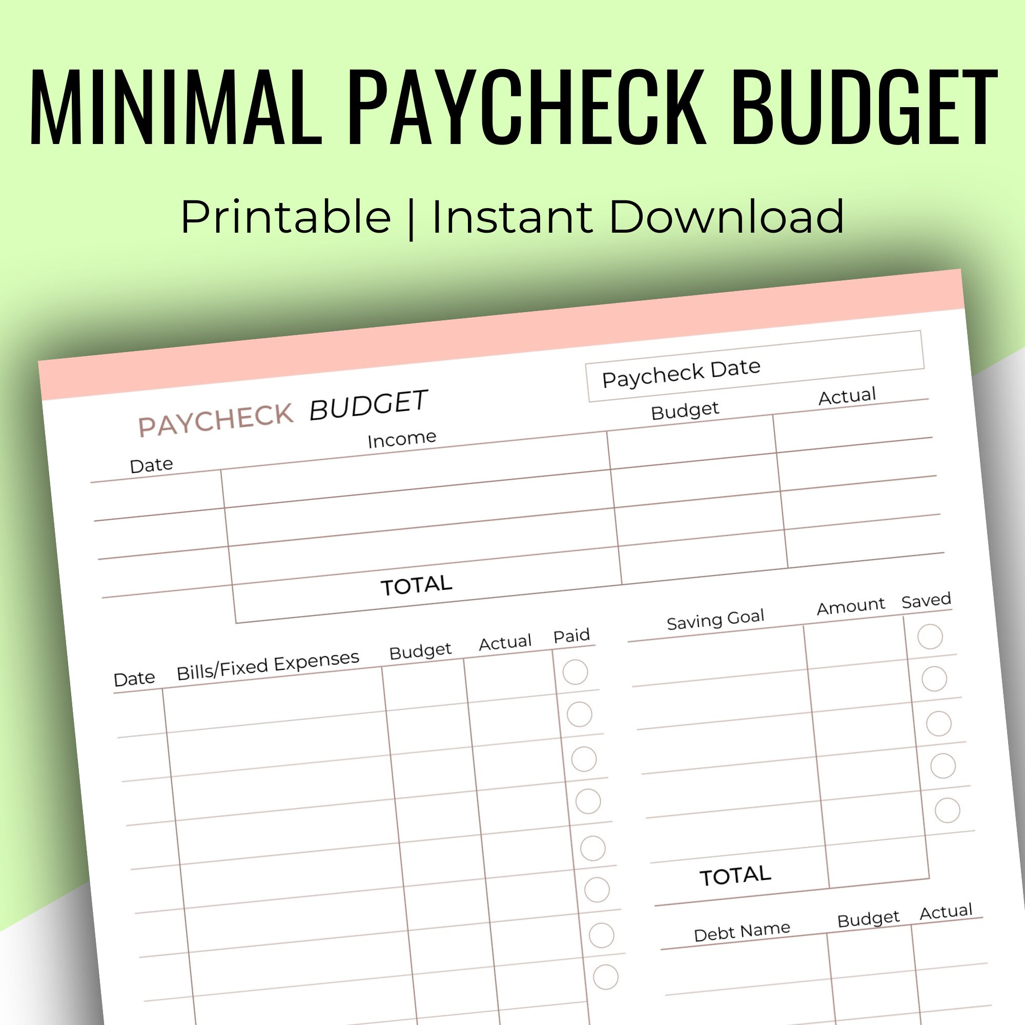 Budget by Paycheck Printable Biweekly Budget Paycheck | Etsy