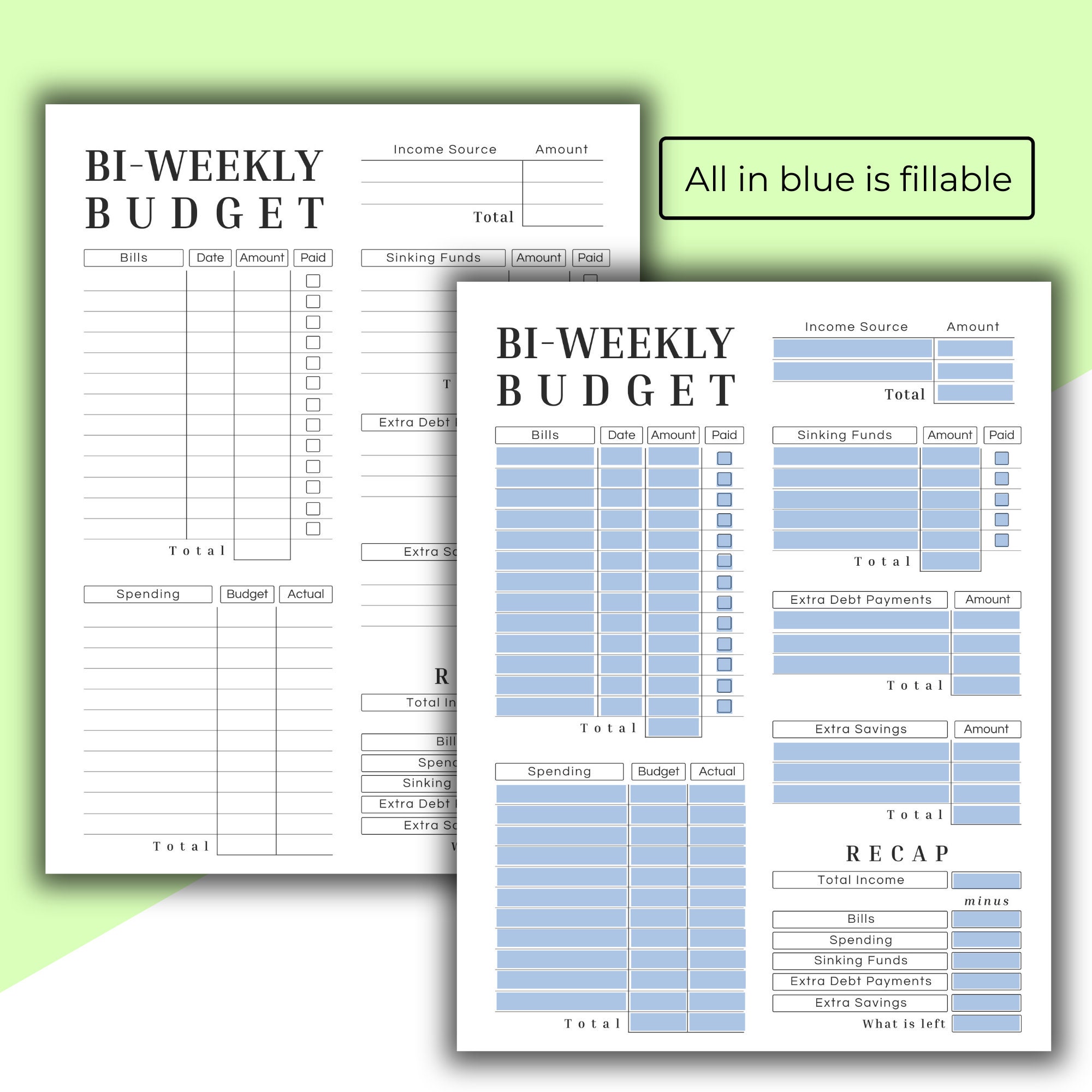 Editable &amp; Printable Biweekly Budget Printout Budget by | Etsy