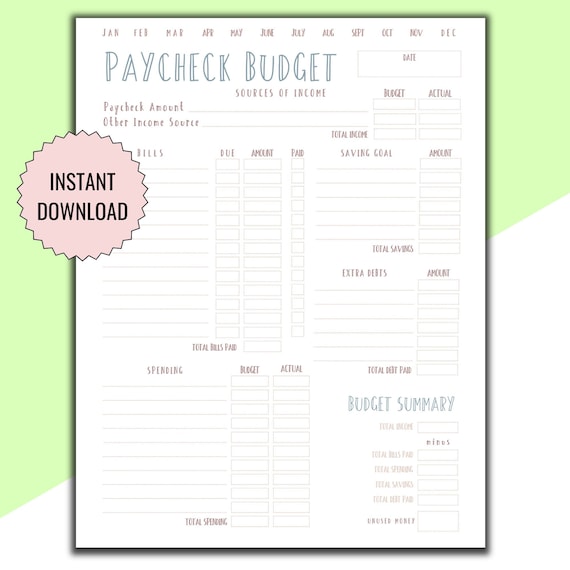 Paycheck Budget Printable, Bi Weekly Paycheck by Paycheck pdf, Minimalist Weekly Budget Template, Money Tracker Printout, Budget Sheet PDF