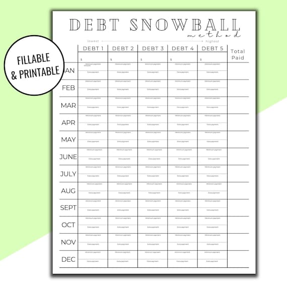 Editable &amp; Printable Debt Snowball Method Tracker Printable | Etsy