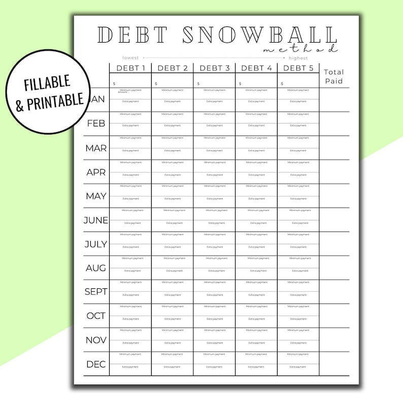 Editable & Printable Debt Snowball Method Tracker Printable Etsy Canada