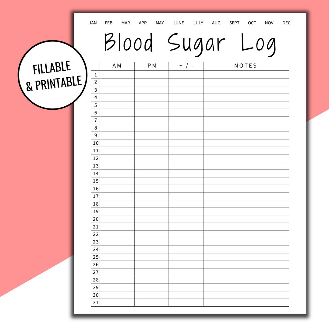 Weekly Free Printable Blood Sugar Log Sheet