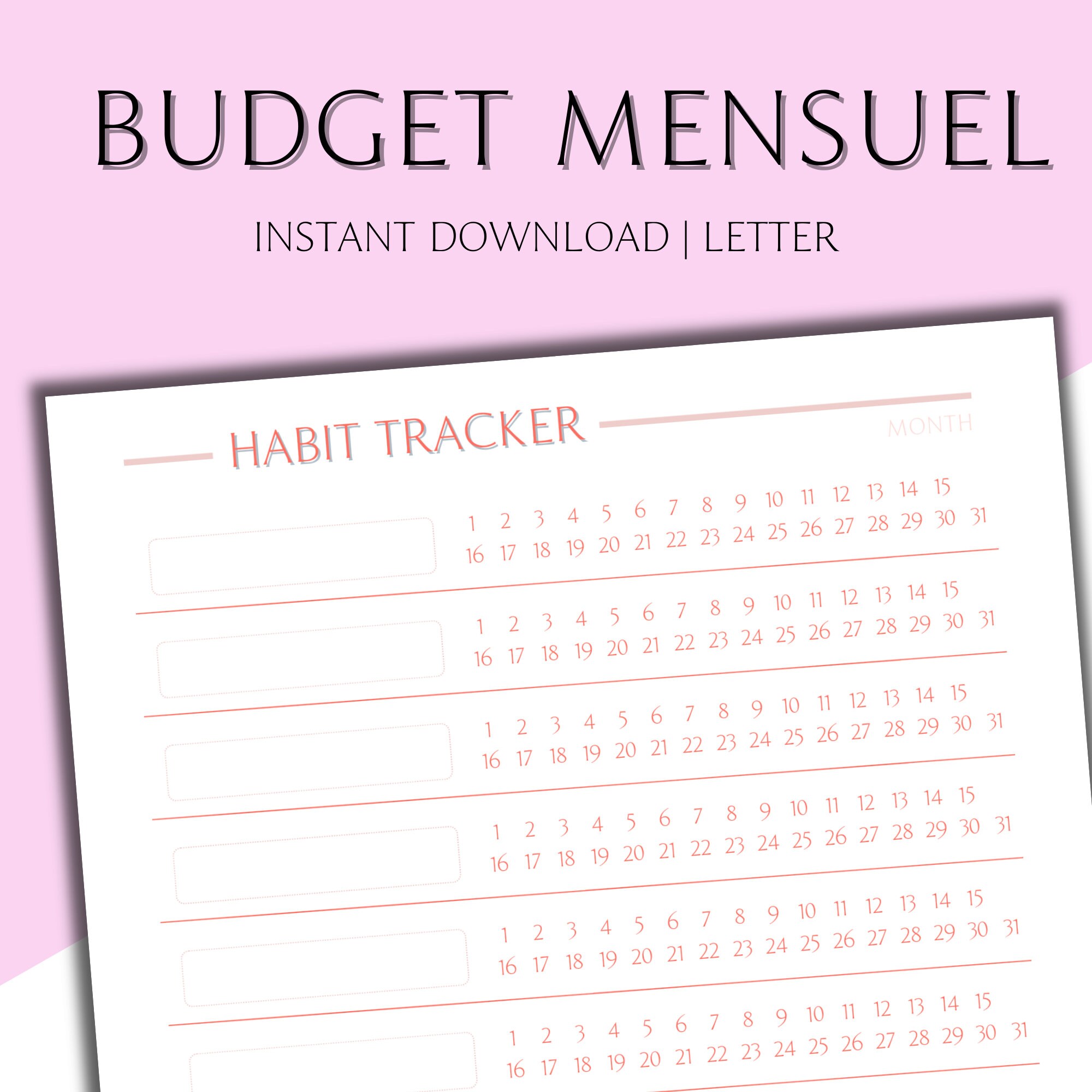 Monthly Habit Tracker Printable, Undated 30 Day Habit Challenge ...