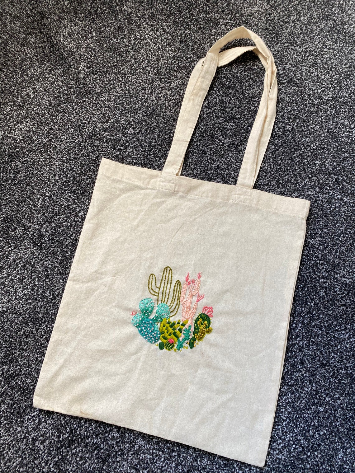 Tote Bag With Hand Embroidered Plants Etsy UK