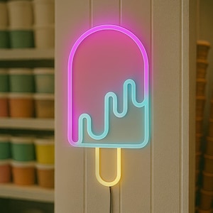 Ice Cream neon sign, Neon Decoration for Cafes, home Neon Sign, Wall Decor, Wall Sign
