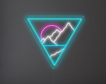 Mountains neon sign - LED Neon Sign, Wall Decor, Wall Sign, Mountain led sign, Mountains neon sign, Sunrise neon sign, Sunset neon sign