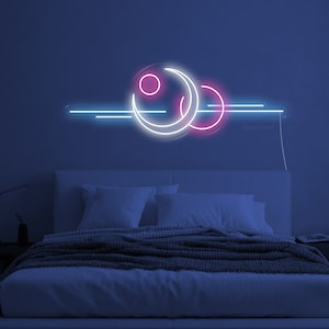 Moon neon sign - Sun Neon Sign, Wall Decor, Wall Sign, Moon lines sign, sun and moon neon sign, moon phaze neon sign, Nature neon sign