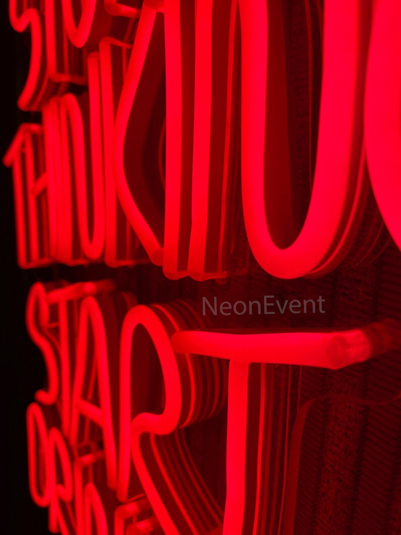 DREAMFORT Stop Thinking Start Drinking Neon Sign Pink Led Neon Signs Letter Neon Lights Neon Bar Signs For Wall Decor USB Light Up Sign Neon For Home Bar Man Cave Party Club