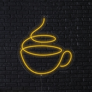 Coffee neon sign, Coffee cup neon, Drink neon, Tea neon sign, cafe restaurant neon light, coffee bar neon sign