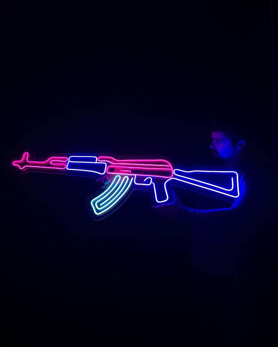 Gun Led Neon Sign, Pistol Neon Sign, Ak-47 Neon Sign, Party Neon Sign