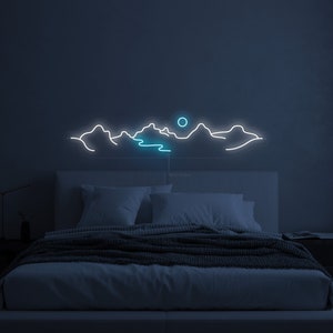 Insegna al neon delle montagne - Insegna al neon a LED, luce al neon di montagna, insegna al neon paesaggistica, insegna a muro dell'alba, neon del tramonto, decorazione della parete, insegna al neon della natura