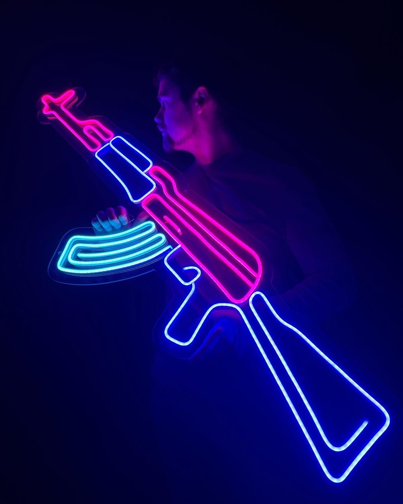 Gun Led Neon Sign Pistol Neon Sign Ak47 Neon Sign Party Etsy