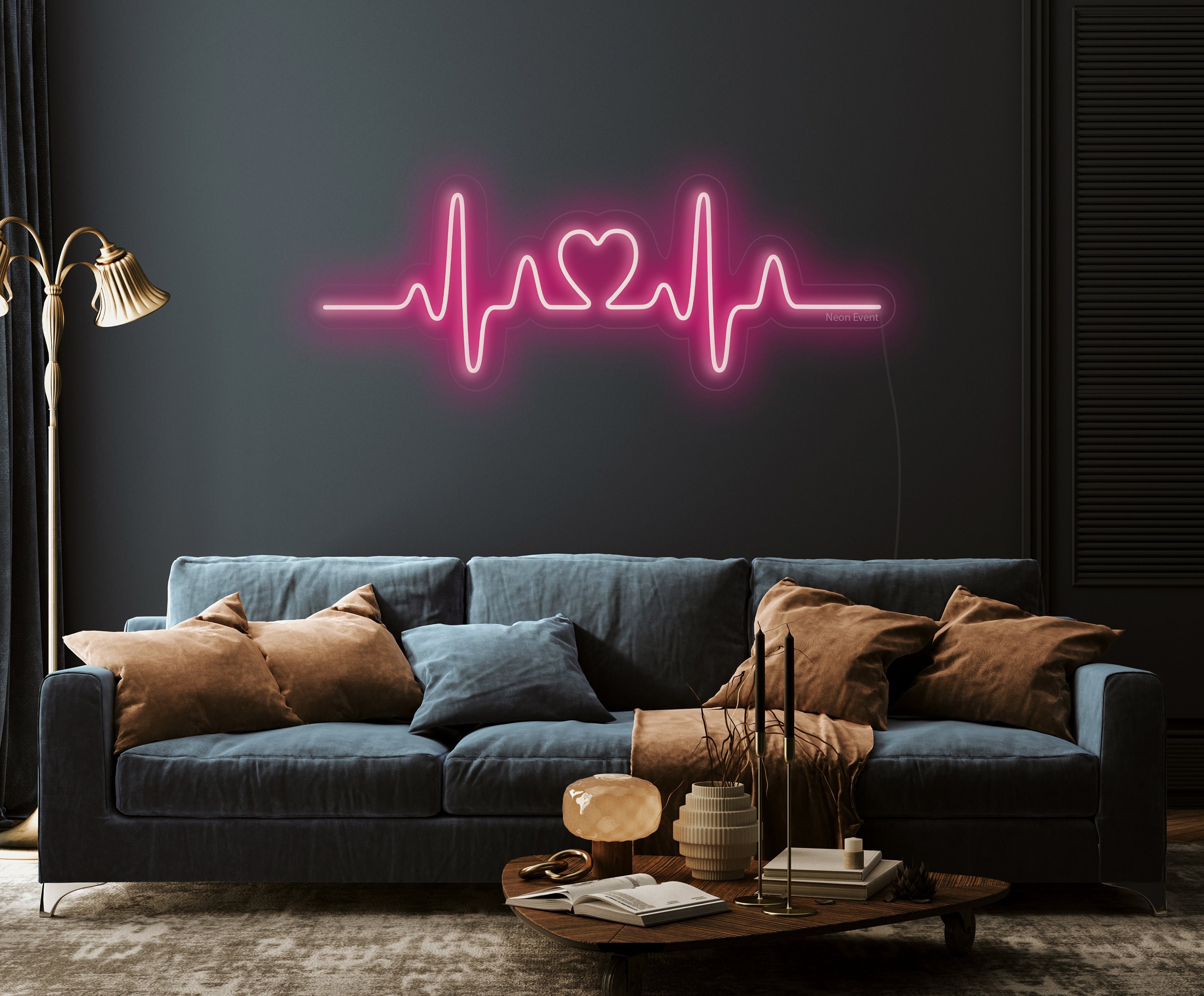 32x9.9 Heartbeat Heart ECG White Flex LED Neon Sign Light Party Décor  Artwork