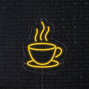 Coffee neon sign, Coffee cup neon, Drink neon, Tea neon sign, cafe restaurant neon light, coffee bar neon sign