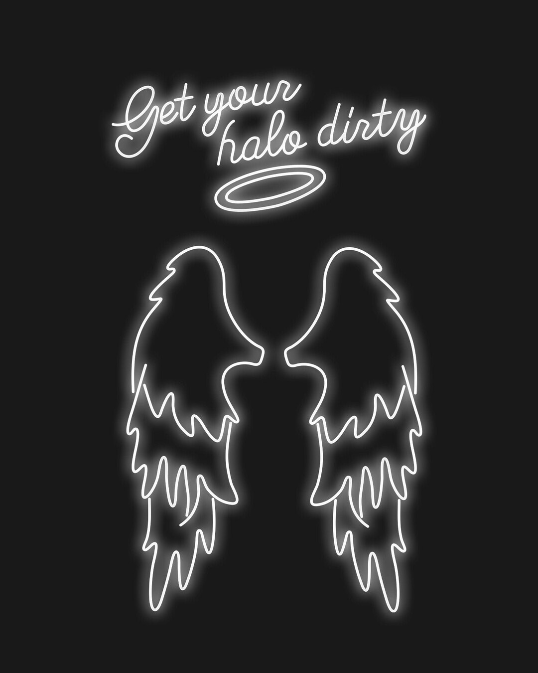 Get Your Halo Dirty Wings Led Neon Sign, Nimbus Neon Sign, Angel Wings Neon Sign, Wings Halo