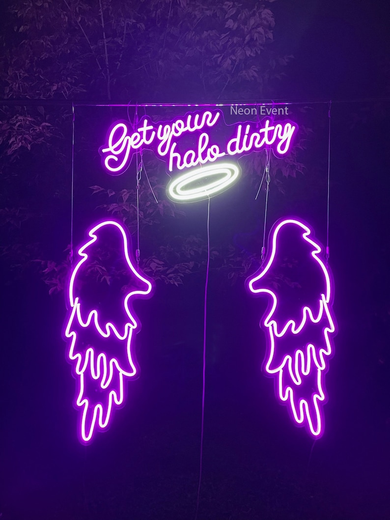 Get Your Halo Dirty Led Neon Sign Wings Led Neon Sign Angel - Etsy
