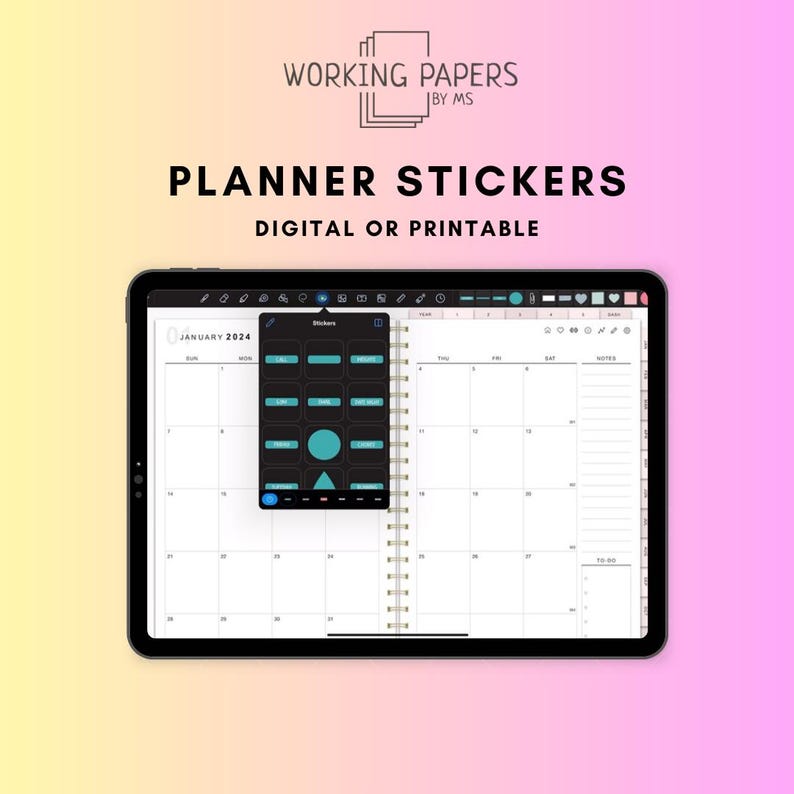 Digital Planner Stickers Printable Goodnotes iPad Functional Journal ...