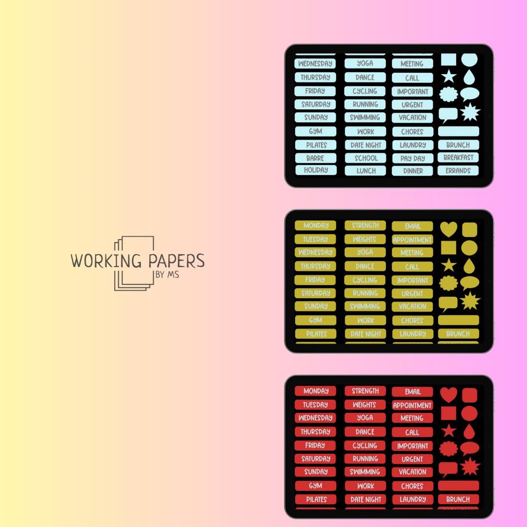 Digital Planner Stickers Printable Goodnotes iPad Functional Journal ...