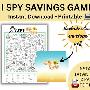 I Spy Savings Game, Cash Envelope, Instant Download, Printable PDF File
