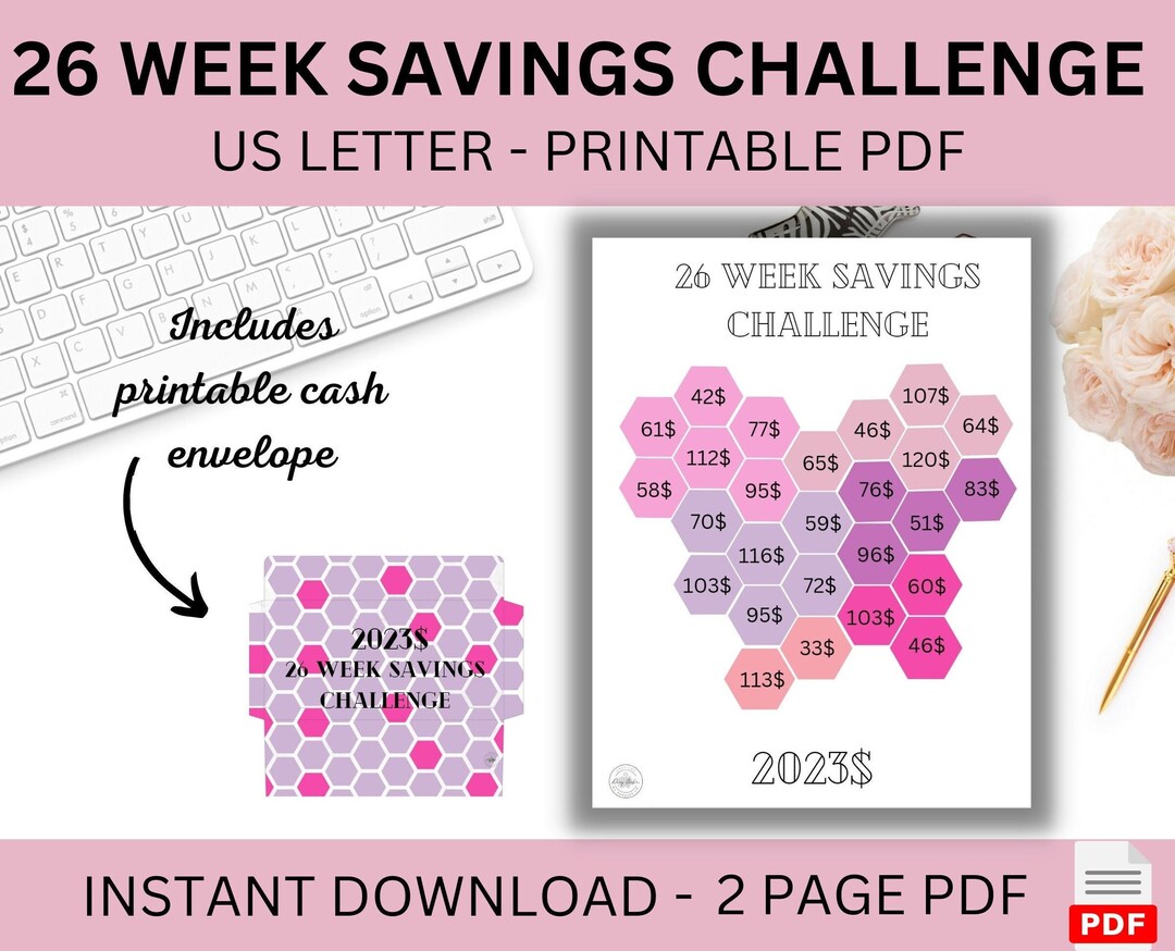 26 Week Savings Challenge - Etsy