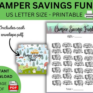 Camper Savings Fund, Savings Goal, Savings Tracker, Instant Download, Printable Cash Envelope, PDF