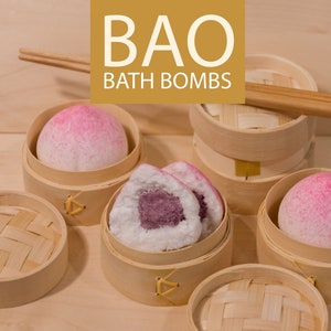 Peach Bun Bath Bomb / Longevity Bun / Birthday Bun / Birthday Bao / with Bamboo Dim Sum Basket / Lavender &quot;Red Bean&quot; Core