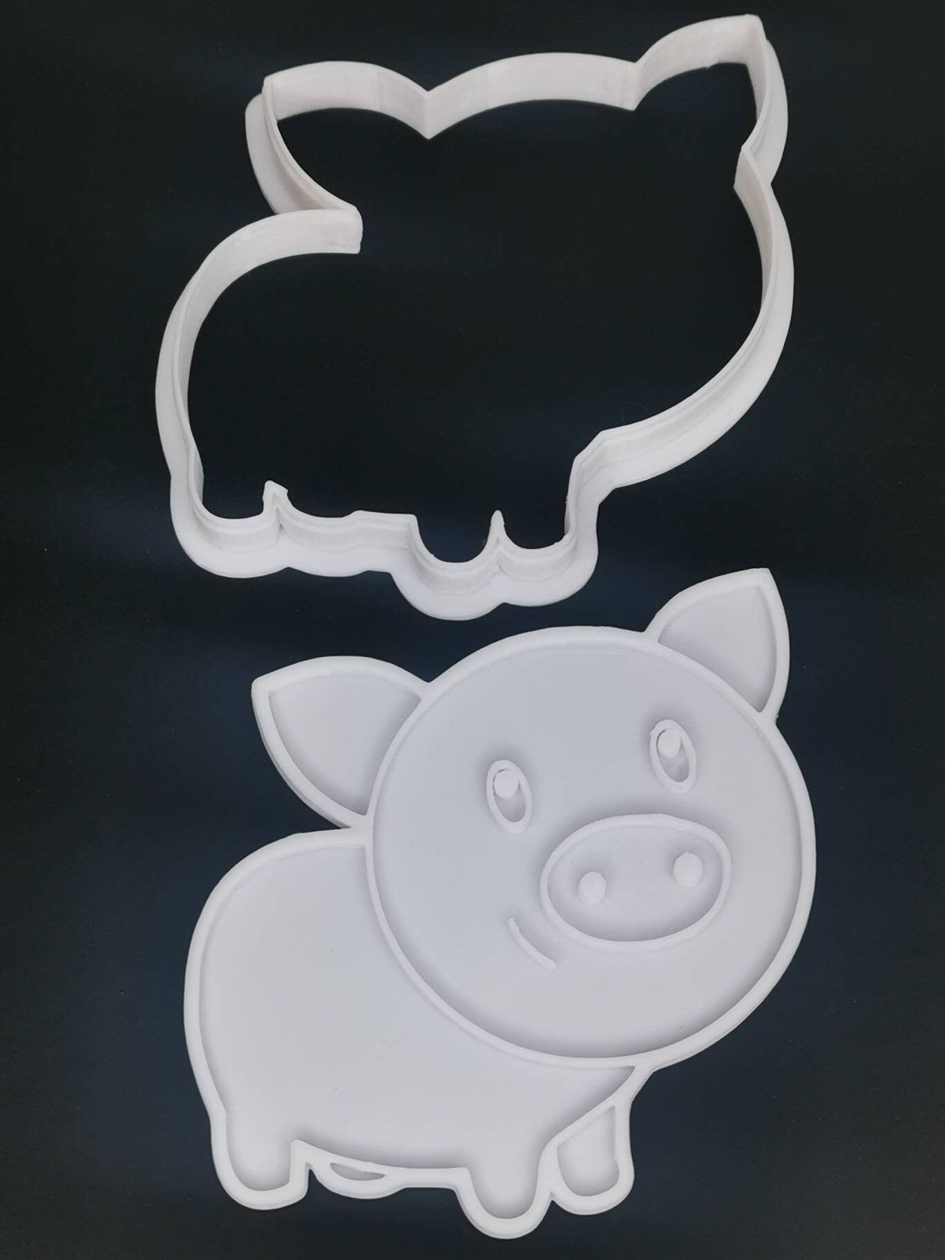 Pig Cookie Cutter and Stamp Embosser Farm Animal Farm Theme Etsy