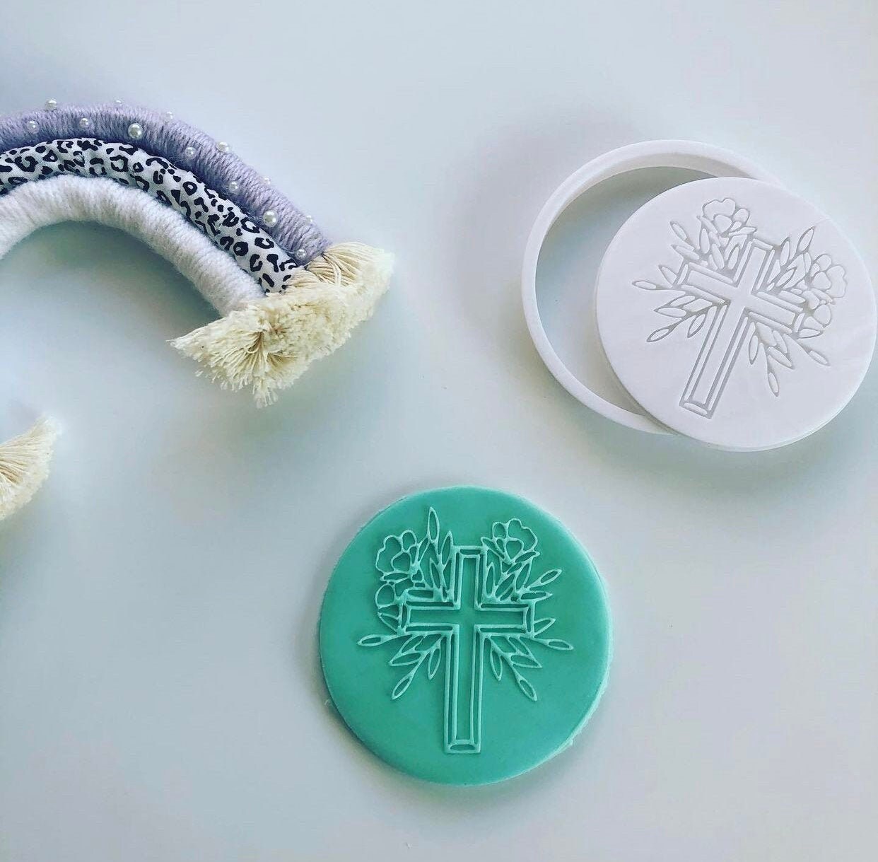 Floral Cross Cookie Cutter and Embosser Christening Holy Etsy
