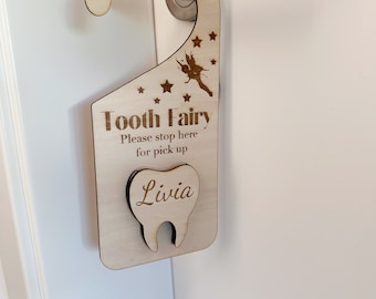 Appendiabiti per porta con nome personalizzato Fatina dei denti