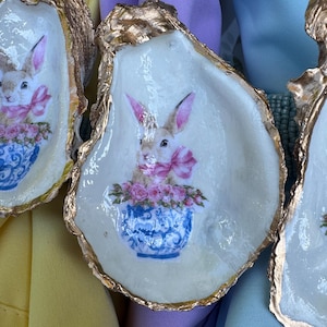 oyster shell bunny napkin rings set of 6