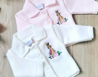 Beatrix potter Flopsy Bunny  embroidered soft Knitted Cardigan