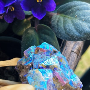 Rainbow Aura Flame Fluorite Cluster