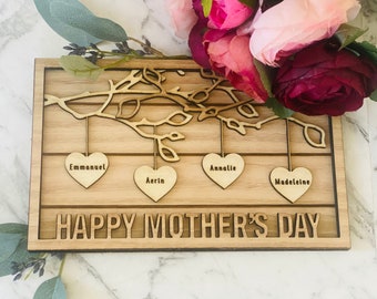 Family tree mothers day gift, custom family tree, personalised hanging hearts frame, mothers day personalised, mothers day grandkids