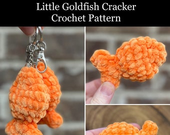 Little Goldfish Cracker Crochet Pattern, Goldfish Keychain Crochet Pattern, Goldfish Backpack Buddy Crochet Pattern