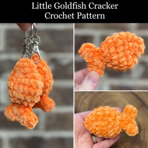 Little Goldfish Cracker Häkelanleitung, Goldfisch Schlüsselanhänger Häkelanleitung, Goldfisch Backpack Buddy Häkelanleitung