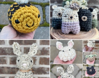 Spring Time Crochet Pattern Pack:  Puffy Bunnies, Sweet Bunny, Smoky Mountain Black Bear, & Perfect Stripes Bumblebee