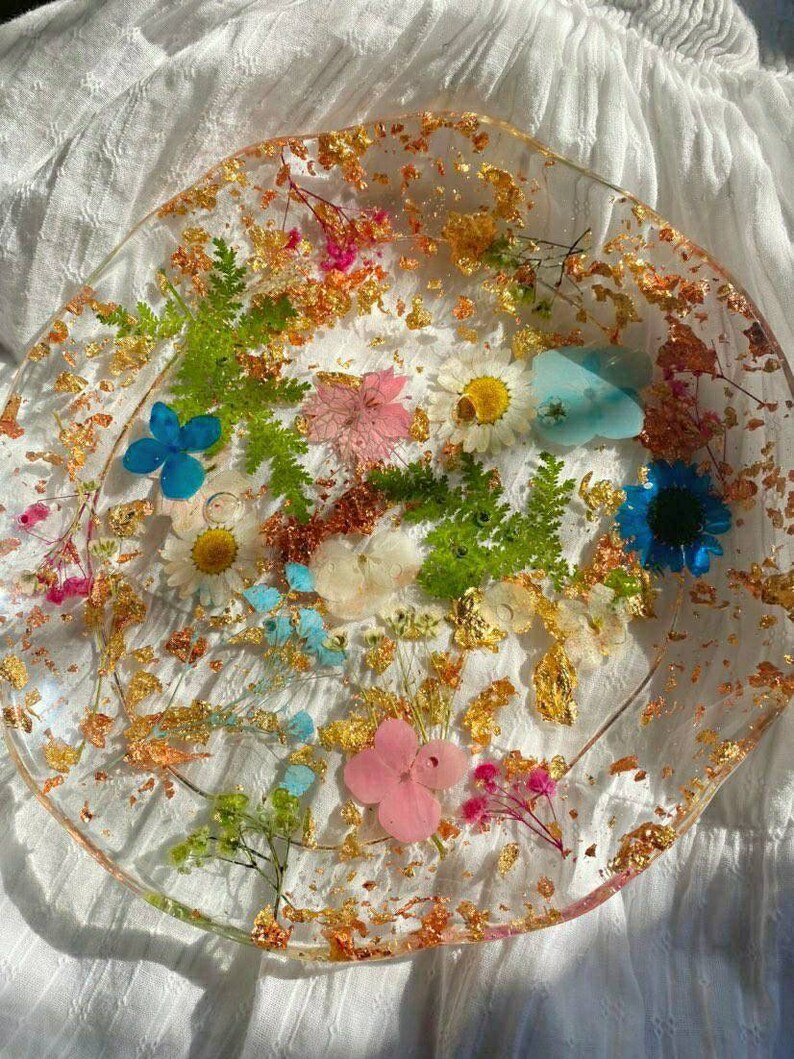 Resin dish plates botanical resin plates kitchen dishware Etsy