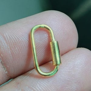 14K Solid Gold Carabiner Screw Clasp: Oval Interlocking Necklace Bracelet