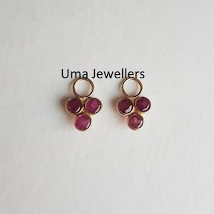 Round Ruby Gold Charms, 18k solid gold Ruby charm, handmade Jewelry Red Gemstone charms, Bezel setting Ruby Gemstone Gold Charm Gift for Her