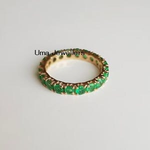 Natural Emerald Gold Ring, 14k Solid Gold Emerald Band Ring, birthstone for May Ring, Stackable Ring, Genuine Emerald Ring Wedding Jewelry