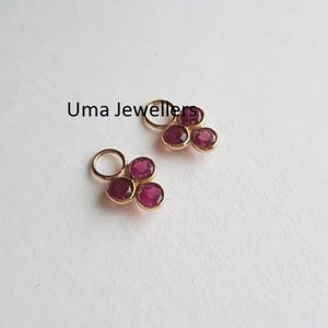 Ruby Gold Charms, 18k solid gold Ruby charm, handmade Jewelry Red Gemstone charms, Bezel setting Ruby Gemstone Gold Charms, Gift for Her