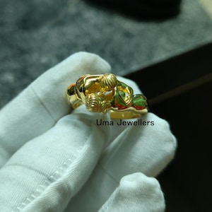 Two Lovers Kissing Ring, Handmade Romantic Love Symbol, 925 Sterling Silver Couple Jewelry, Gold Vermal Unique Anniversary Gift for Her