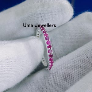 925 Silver Rubin Ädelsten Eleganta Bandringar: Handgjord Alliansring, Bröllopsgåva