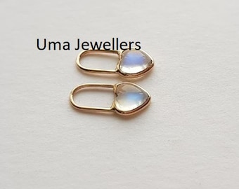 18k Gold Moonstone Heart Charms, Handmade Bezel Jewelry 1 Pis Charm Pendant Gift